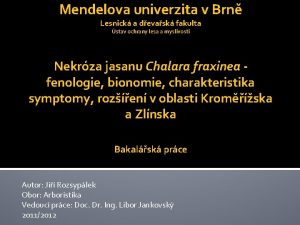 Mendelova univerzita v Brn Lesnick a devask fakulta