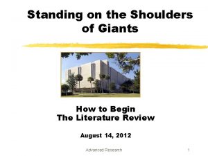 Standing on the Shoulders of Giants How to