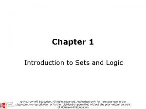 Chapter 1 Introduction to Sets and Logic Mc