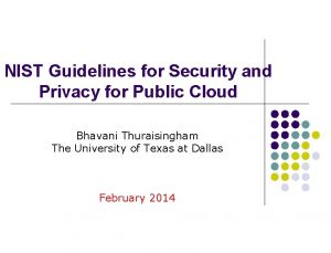 NIST Guidelines for Security and Privacy for Public