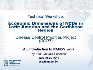 Technical Workshop Economic Dimensions of NCDs in Latin