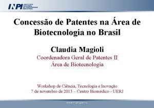 Concesso de Patentes na rea de Biotecnologia no