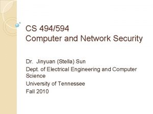 CS 494594 Computer and Network Security Dr Jinyuan