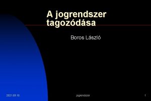 A jogrendszer tagozdsa Boros Lszl 2021 09 10