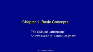 Chapter 1 Basic Concepts The Cultural Landscape An