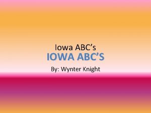 Iowa ABCs IOWA ABCS By Wynter Knight A
