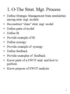 L OThe Strat Mgt Process Define Strategic Management