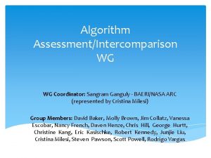 Algorithm AssessmentIntercomparison WG WG Coordinator Sangram Ganguly BAERINASA