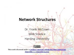 Network Structures Dr Frank Mc Cown Web Science