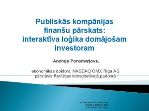 Publisks kompnijas finanu prskats interaktva loika domjoam investoram