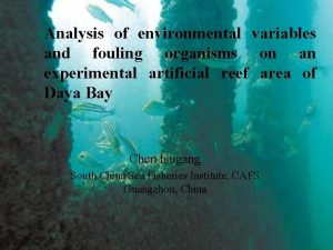 Analysis of environmental variables and fouling organisms on