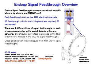 Endcap Signal Feedthrough Overview Endcap Signal Feedthroughs are