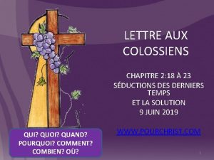 LETTRE AUX COLOSSIENS CHAPITRE 2 18 23 SDUCTIONS