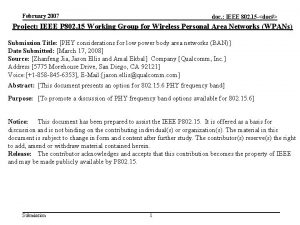 February 2007 doc IEEE 802 15 doc Project