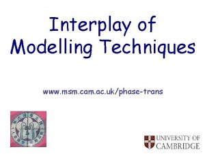 Interplay of Modelling Techniques www msm cam ac