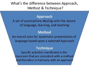 Whats the difference between Approach Method Technique Approach