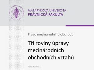 Prvo mezinrodnho obchodu Ti roviny pravy mezinrodnch obchodnch