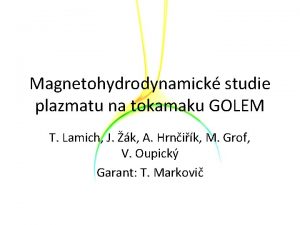 Magnetohydrodynamick studie plazmatu na tokamaku GOLEM T Lamich