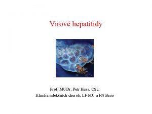 Virov hepatitidy Prof MUDr Petr Husa CSc Klinika