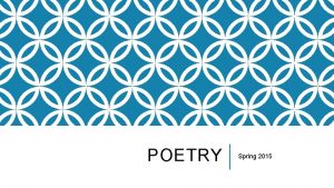 POETRY Spring 2015 LITERARY DEVICES LITERARY DEVICES A