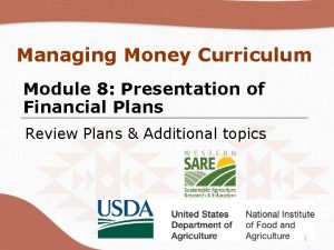 Managing Money Curriculum Module 8 Presentation of Financial