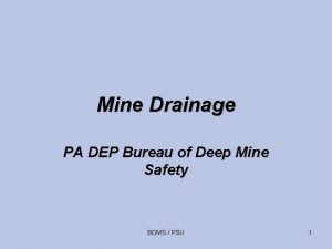 Mine Drainage PA DEP Bureau of Deep Mine