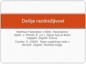 Deija razdraljivost Matthias Fallenstein 1996 Razdraeno dijete u