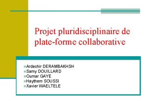 Projet pluridisciplinaire de plateforme collaborative n Ardechir DERAMBAKHSH