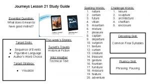 Journeys Lesson 21 Study Guide Essential Question What
