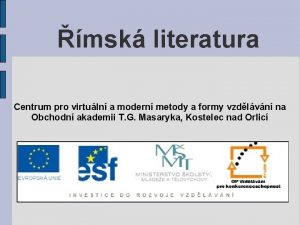 msk literatura Centrum pro virtuln a modern metody