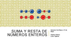 SUMA Y RESTA DE NMEROS ENTEROS Semana 4