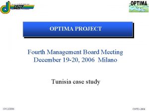 OPTIMA PROJECT Fourth Management Board Meeting December 19