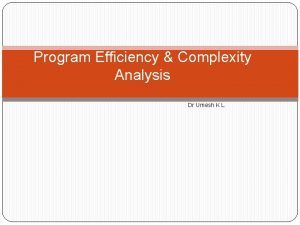 Program Efficiency Complexity Analysis Dr Umesh K L