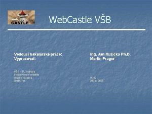 Web Castle VB Vedouc bakalsk prce Vypracoval Ing