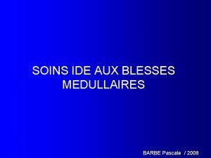 SOINS IDE AUX BLESSES MEDULLAIRES BARBE Pascale 2008