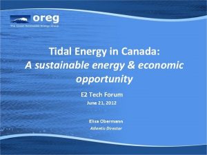 Tidal Energy in Canada A sustainable energy economic