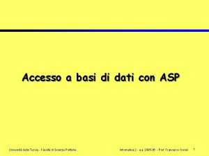 Accesso a basi di dati con ASP Universit