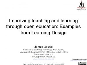 Improving teaching and learning through open education Examples