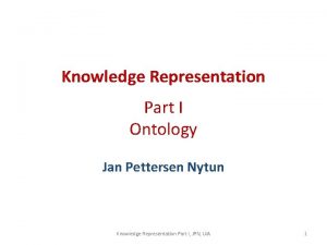 Knowledge Representation Part I Ontology Jan Pettersen Nytun