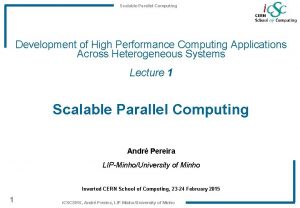 Scalable Parallel Computing Development of High Performance Computing