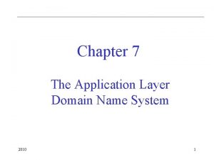 Chapter 7 The Application Layer Domain Name System