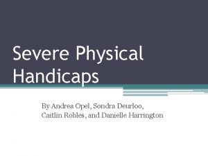 Severe Physical Handicaps By Andrea Opel Sondra Deurloo