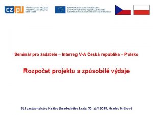 Semin pro adatele Interreg VA esk republika Polsko