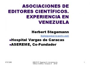 ASOCIACIONES DE EDITORES CIENTFICOS EXPERIENCIA EN VENEZUELA Herbert