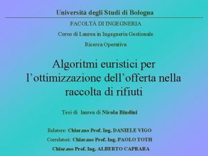 Universit degli Studi di Bologna FACOLT DI INGEGNERIA