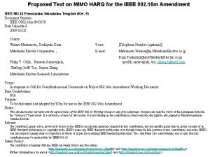 Proposed Text on MIMO HARQ for the IEEE