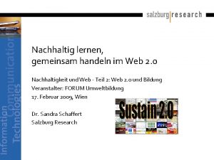 Nachhaltig lernen gemeinsam handeln im Web 2 0