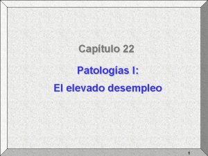 Captulo 22 Patologas I El elevado desempleo 1