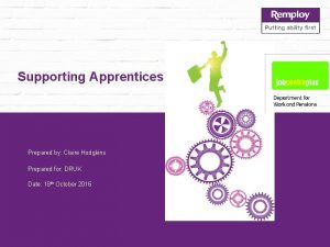 Supporting Apprentices Prepared by Claire Hodgkins Prepared for