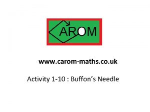 www carommaths co uk Activity 1 10 Buffons